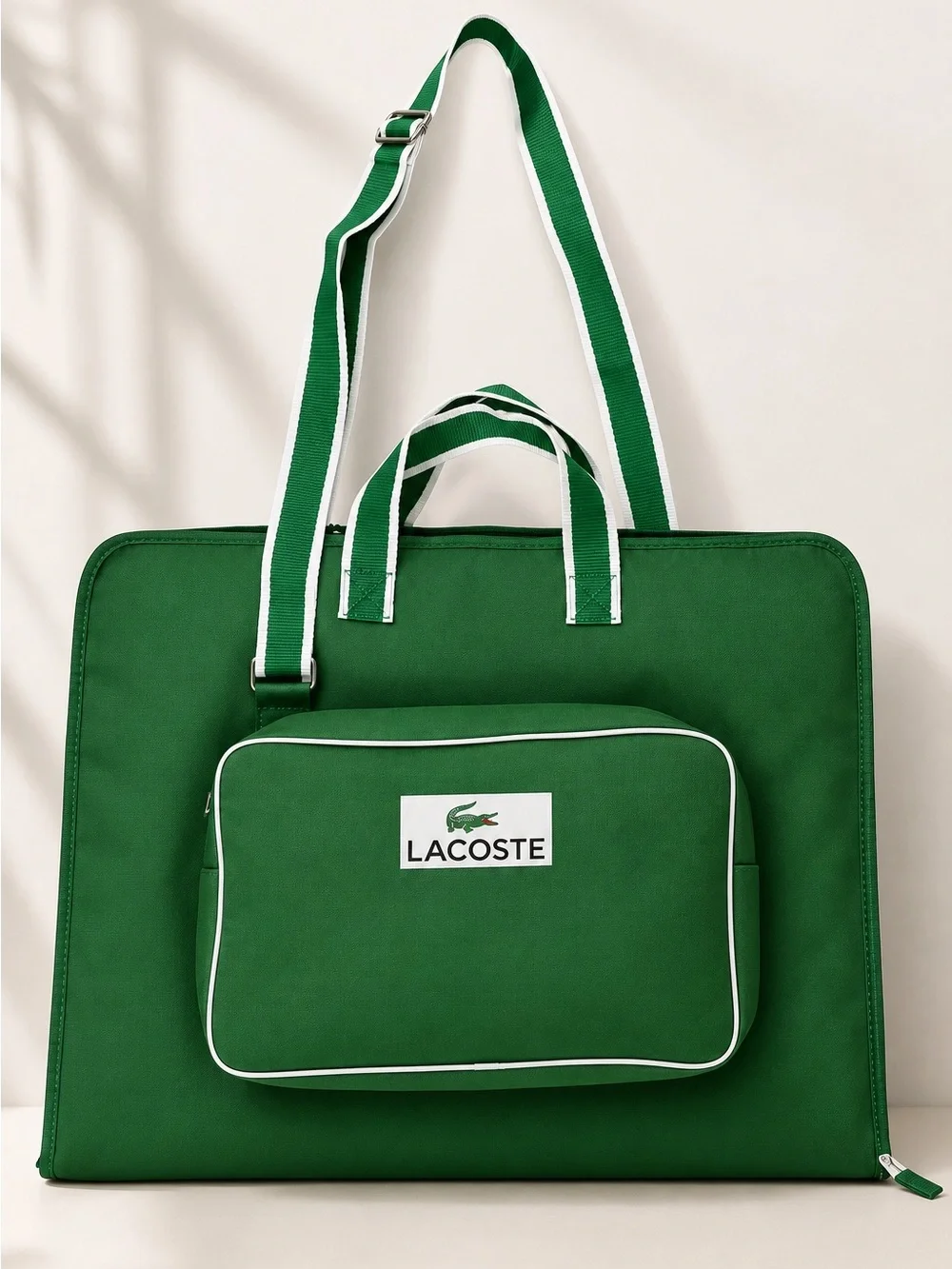 Vintage Lacoste Green Convertible Garment Travel Bag NWOT
